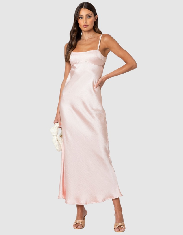 EDIKTED - Vienna Open Back Satin Maxi Dress