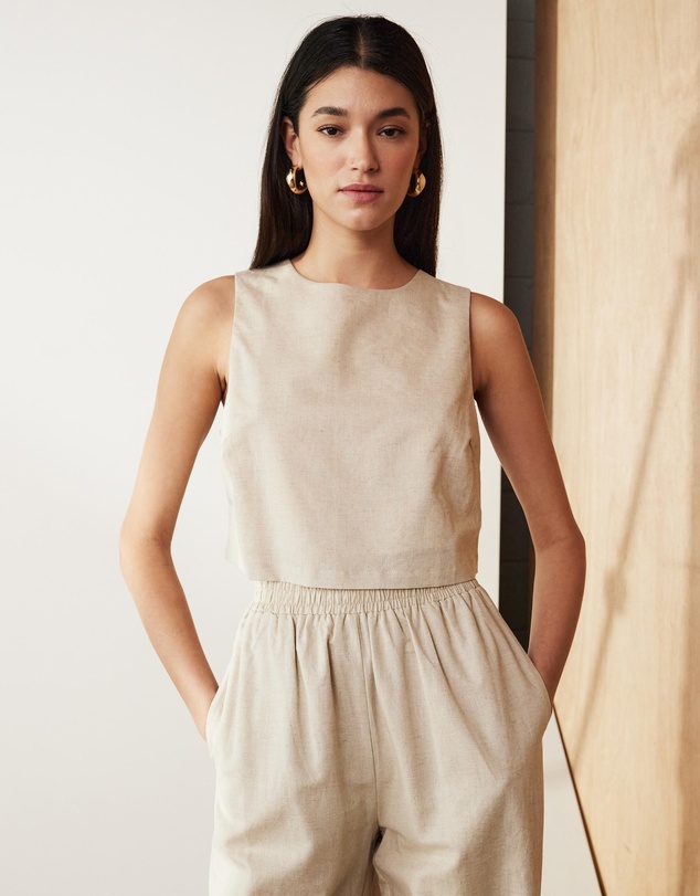 Atmos&Here - Celina Linen Blend Crop Top