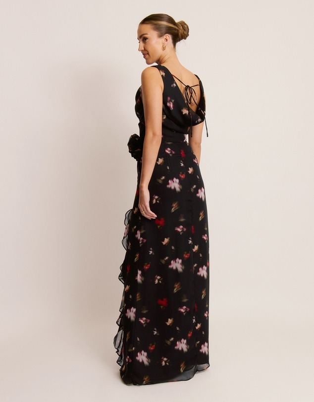 Six Stories - Floral Cowl Front Coursage Dress