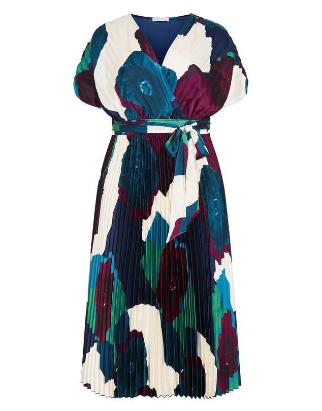 City Chic - Hailey Abstract Print Pleat Maxi Dress