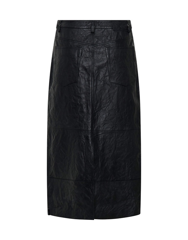 ONE TEASPOON - Cassidy Leather Column Midi Skirt - Black