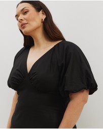 Atmos&Here Curvy - Kelly Linen Blend Puff Sleeve Mini Dress