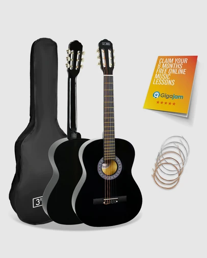 iWorld - 3rd Avenue Full Size Classical Guitar Pack - Black