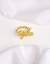 Wanderlust + Co - Ribbed Bow Gold Ring