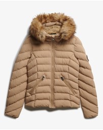 Superdry - Fuji Faux Fur Slim Fit Hood Padded Jacket