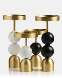 XRJ Celebrations - Arc Brass Candlestick White Medium