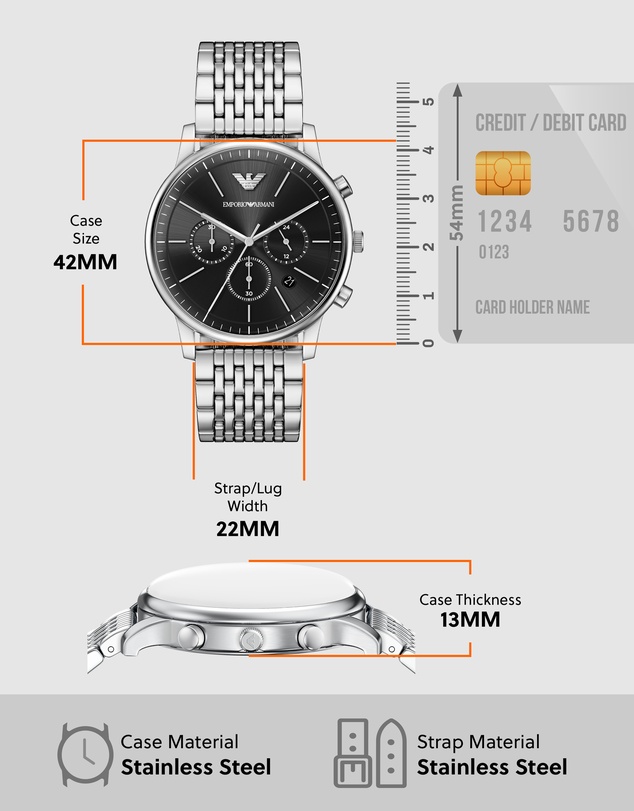 Emporio Armani - Silver Tone Chronograph Watch