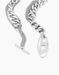 Diesel - Oval D Logo Silver Tone Necklace