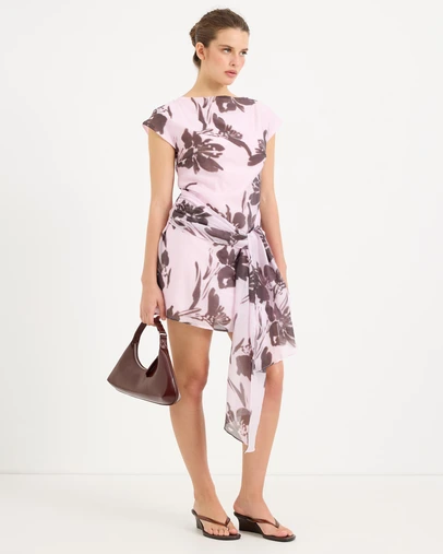 Calli - Lola Floral Print Wrap Detail Mini Dress