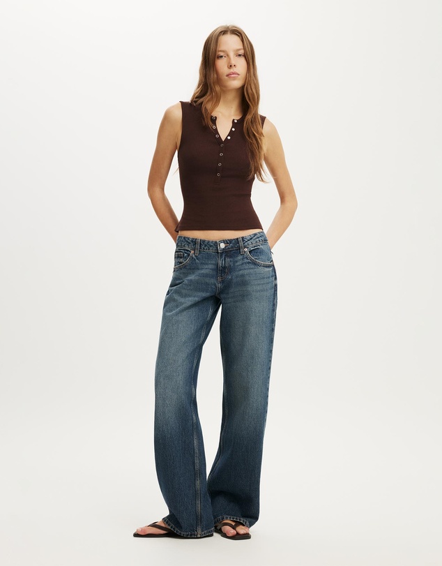 Cotton On - Blake Rib Henley Tank