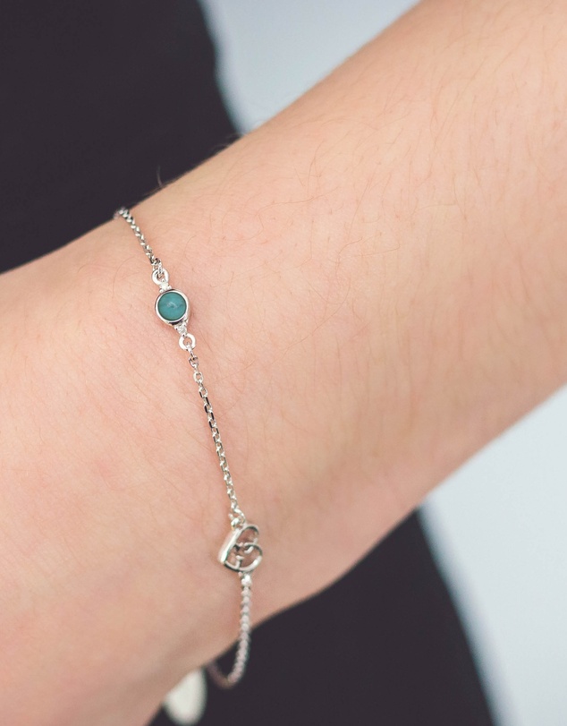 Georgini - Natural Turquoise And Two Natural Diamond December Silver Bracelet