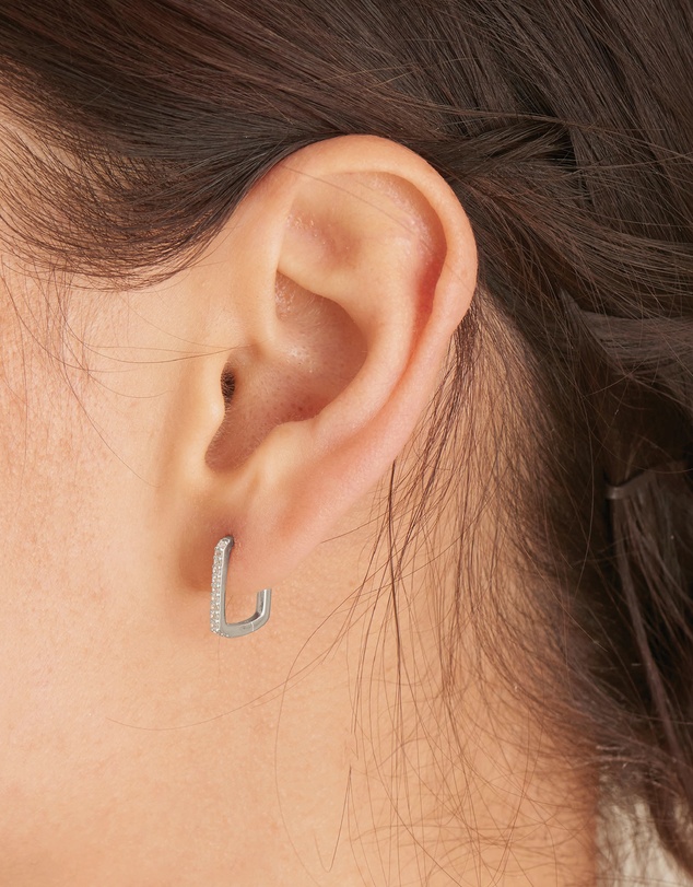 Ania Haie - Silver Glam Oval Hoop Earrings