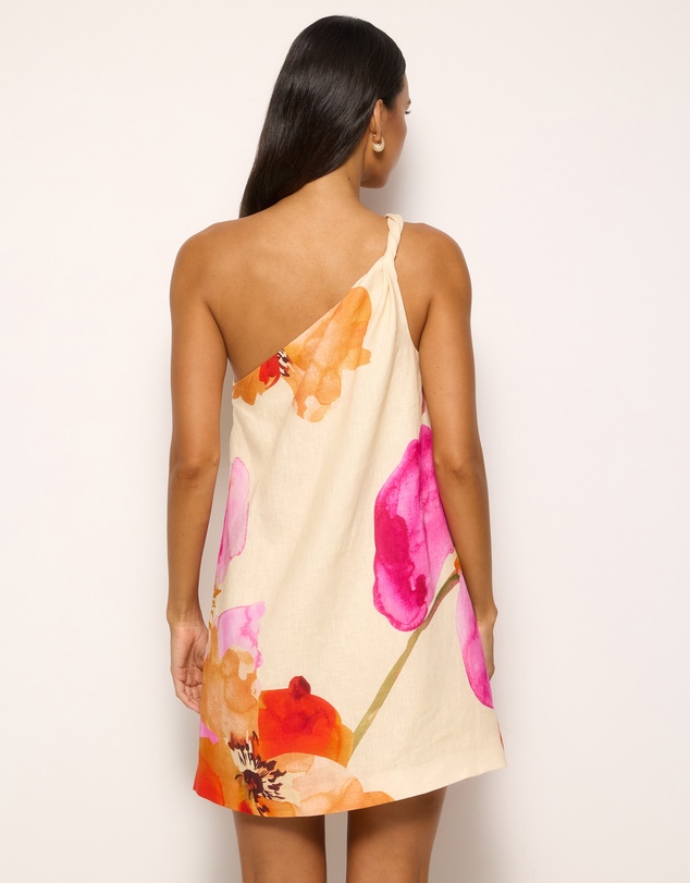 AERE - Fiora Linen One Shoulder Mini Dress