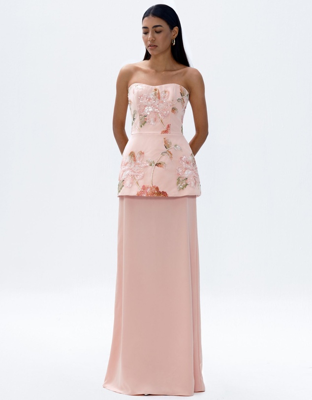 JUSTIN TONG - Ellaire Beaded Cascade Dress