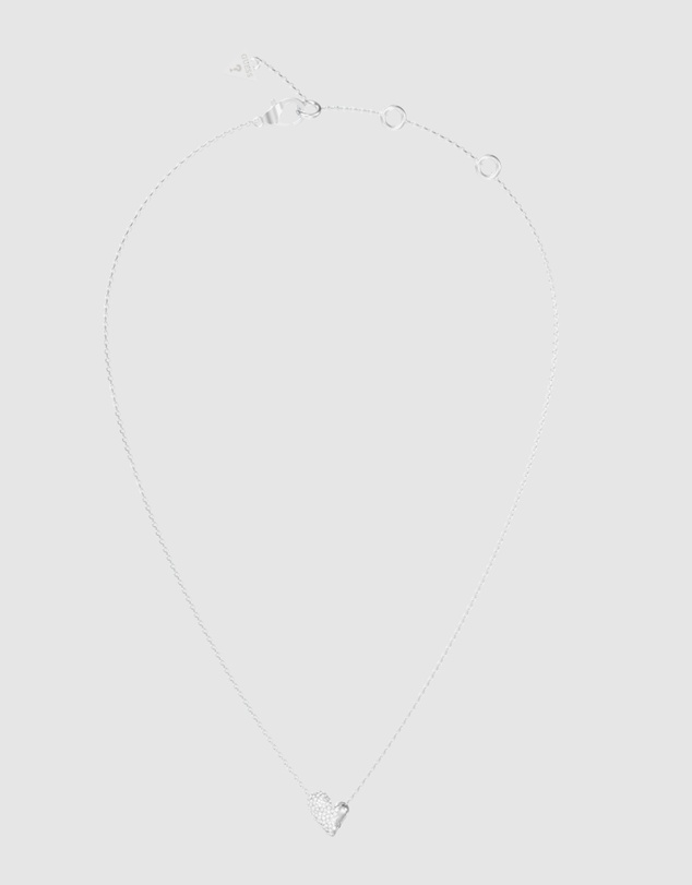 GUESS - GUESS Ladies Silver-Tone Fluid Heart Pave Necklace