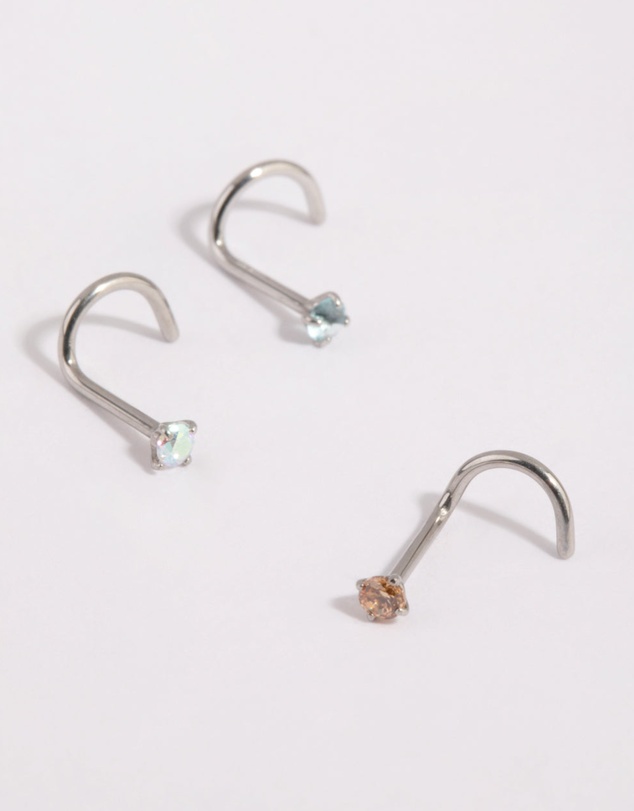 Lovisa - Surgical Steel Light Stone Nose Stud Pack