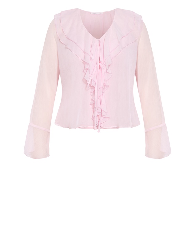 City Chic - Plus size Luscious Sheer Ruffles Top - pout
