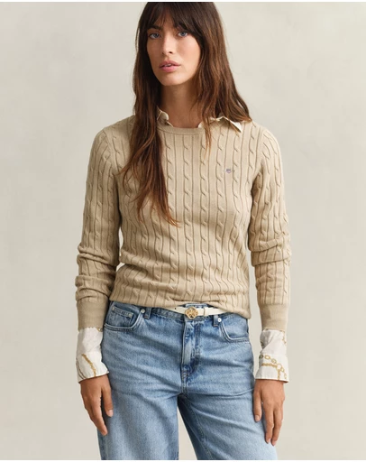 Gant - Stretch Cotton Cable Crew Neck Knit