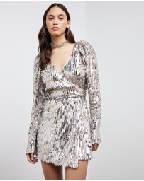 ROTATE - Sequin Mini Wrap Dress