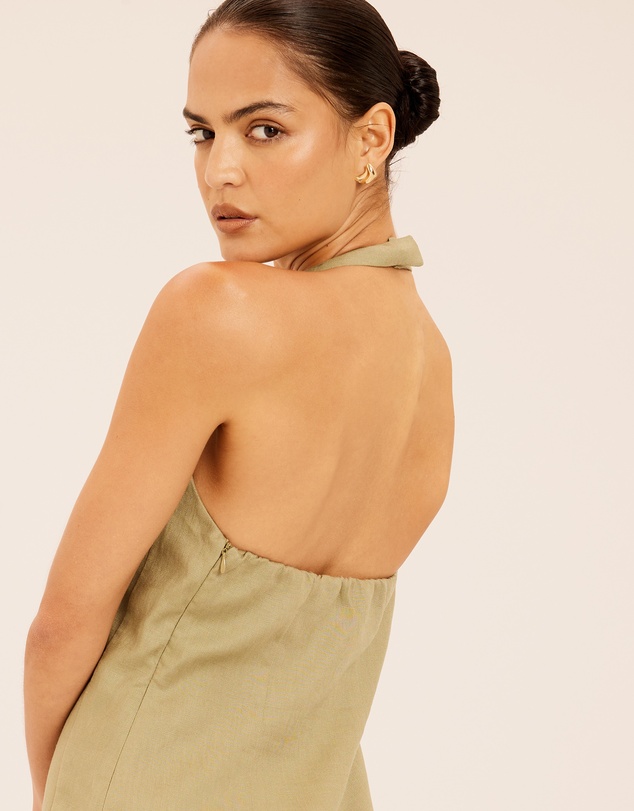 AERE - Zali Linen Halter Mini Dress