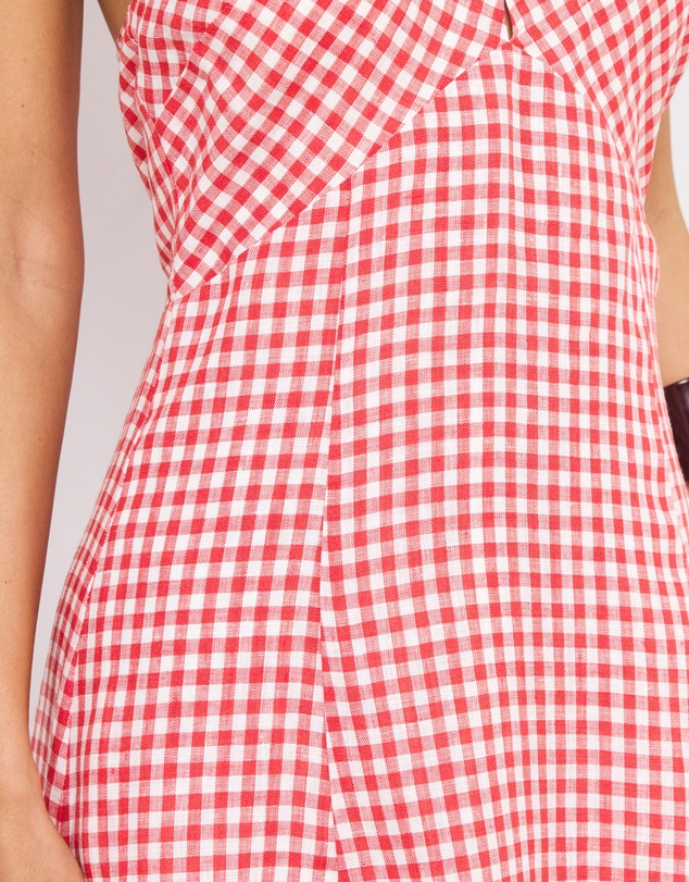 AERE - Nolana Gingham Halter Maxi Dress