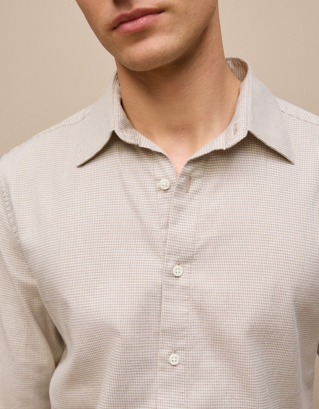 Trenery - Tailored Fit Puppytooth Check Shirt in Sand