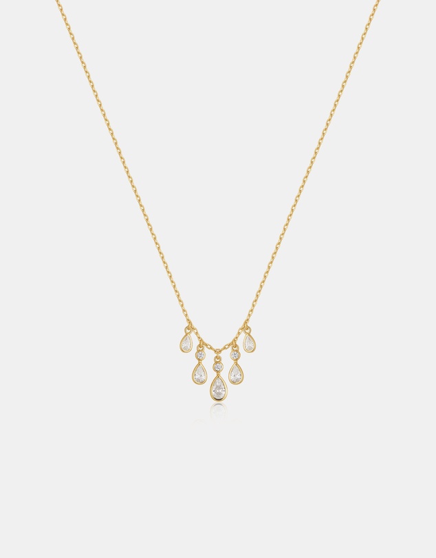 Ania Haie - Gold Bezel-Set Teardrop Cascade Necklace