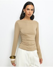 AERE - Cupro Boat Neck Top