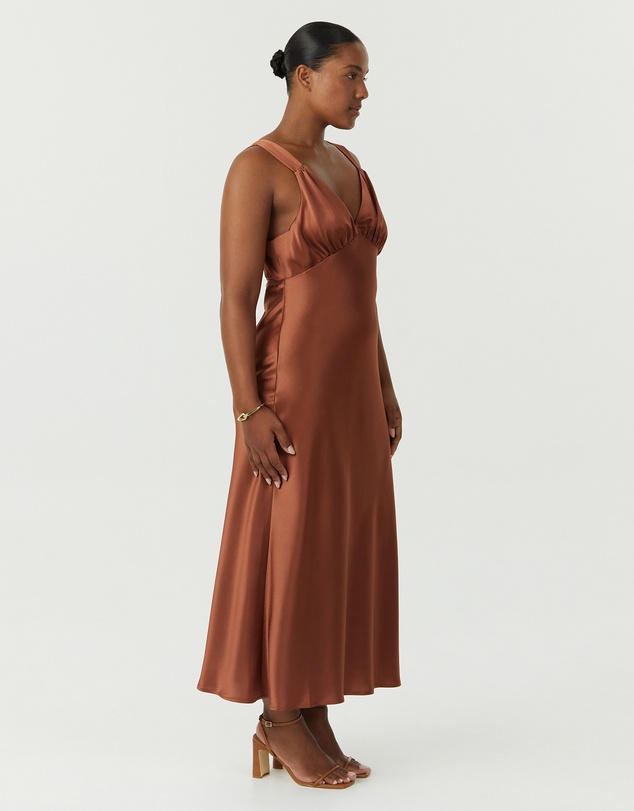 Third Form - Satin Gather Bra Bias Slip Dress