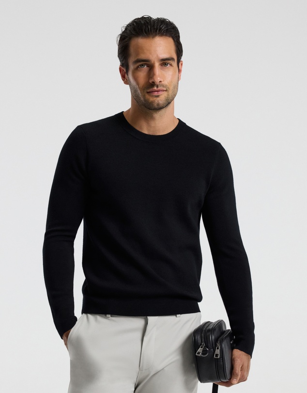 Calibre - Merino Wool Crew Neck Sweater Black