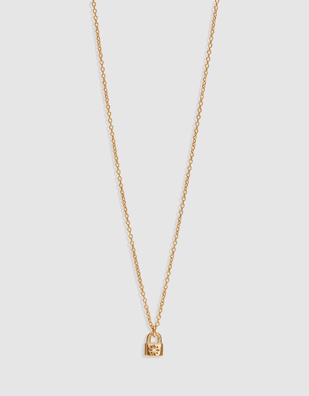 By Charlotte - Crystal Lotus Padlock Necklace