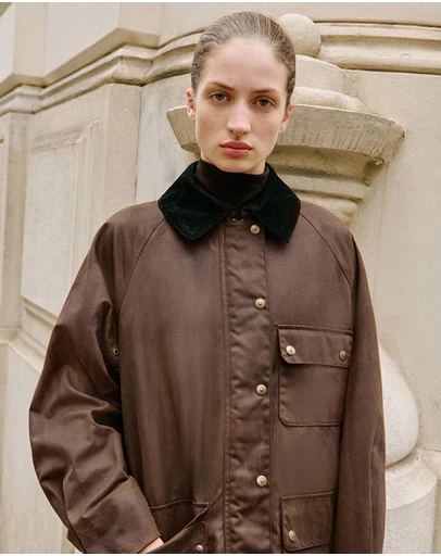 M.N.G - Waxed-Effect Parka With Corduroy Collar