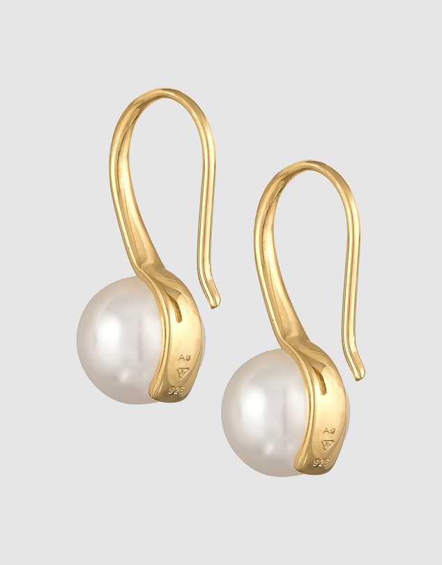 Elli Jewelry - Pearl Drop Earrings in Gold-Plated 925 Silver