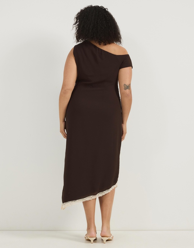 Atmos&Here Curvy - Alanna Asymmetric Midi Dress With Lace