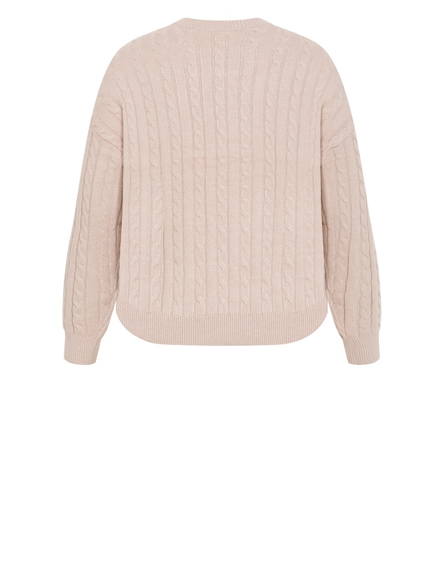 City Chic - Plus size Kenia Crew Neck Knit Jumper - light taupe
