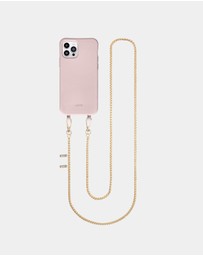 LOUVE COLLECTION - Dusty Pink Phone Case + Gaia Gold-Plated Crossbody Chain