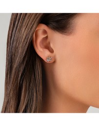 Michael Hill - Crossover Earrings with .09 Carat TW Diamonds in Sterling Silver and 10kt Yellow Gold