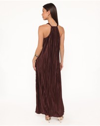 Petal & Pup - Melody Plisse Halter Maxi Dress - Brown