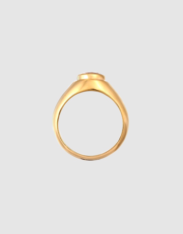 Kuzzoi - ICONIC EXCLUSIVE - Zirconia Dome Signet Ring in Gold-Plated 925 Silver