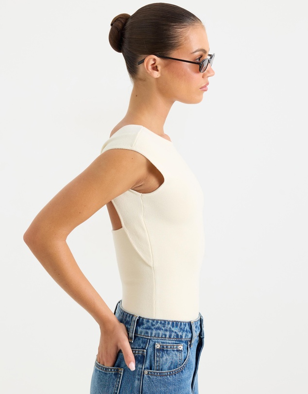Calli - Phonix Boat Neck Compact Knit Top
