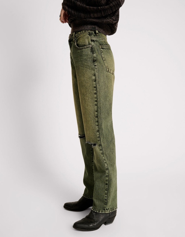 ONE TEASPOON - Black Khaki Awesome Baggies High Waist Straight Leg Jeans