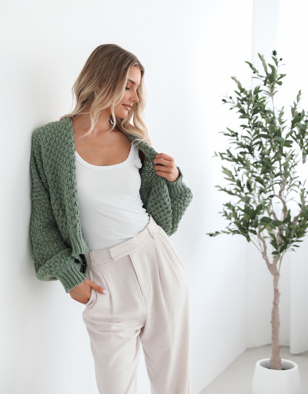 Esther & Co - Dorine Cardigan - Forest Green