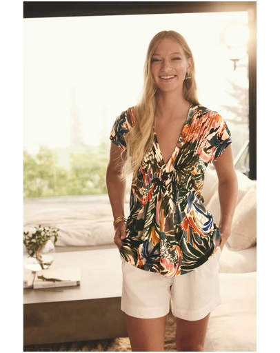 NEXT - Pintuck V-Neck Top