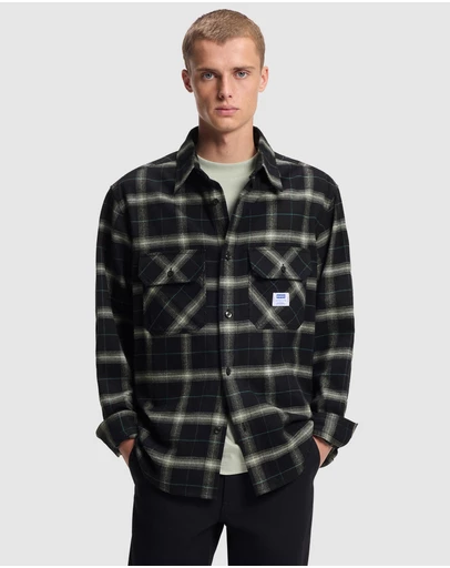 HUGO - Oversized-Fit Overshirt in Checked Cotton Twill