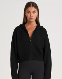 All Fenix - Zip Up Crop Knit Hoodie