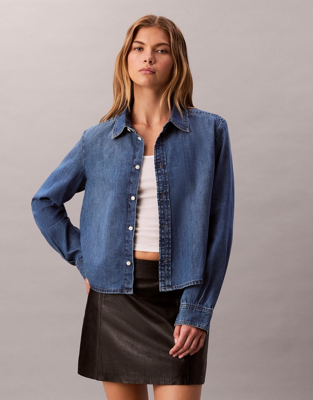 Calvin Klein Jeans - Denim Cropped Button-Down Shirt