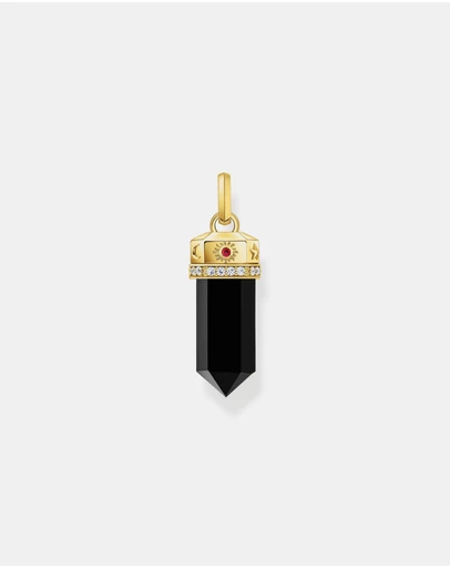 THOMAS SABO - Gold Pendant with Onyx in Hexagon-Shape and Stones