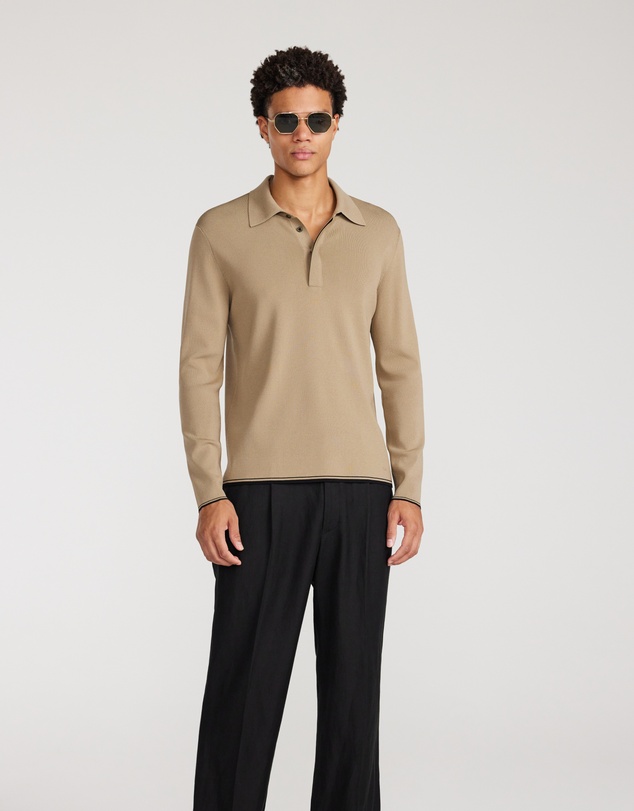 Calibre - Tipped Edge Long Sleeve Polo Sand