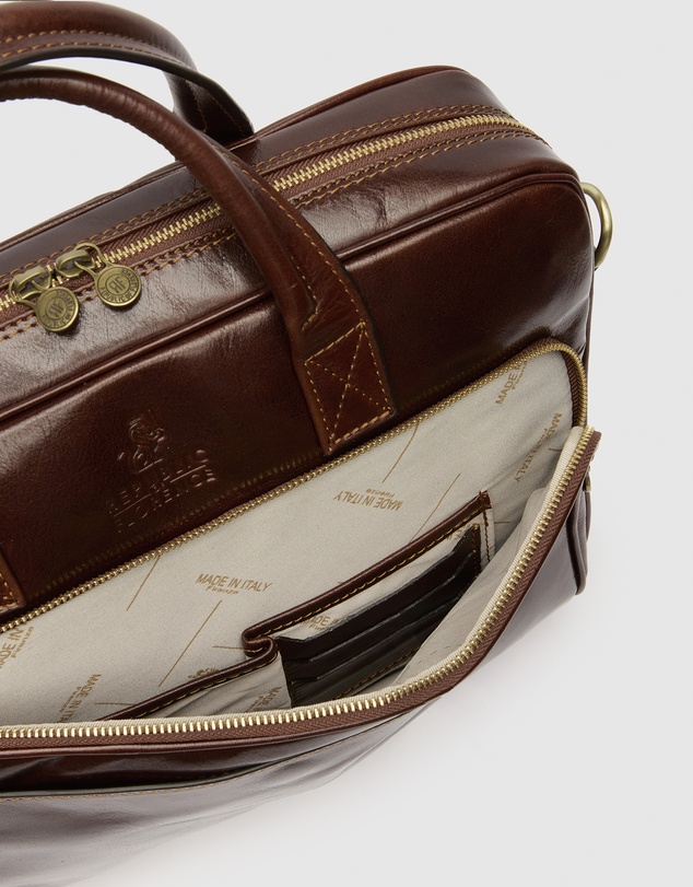 Republic of Florence - Pretoria Brown Leather Laptop Briefcase