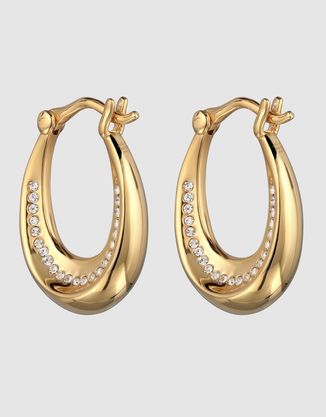 Elli Jewelry - Radiant Inner Gemstone Oval Hoops in Gold-Plated 925 Silver